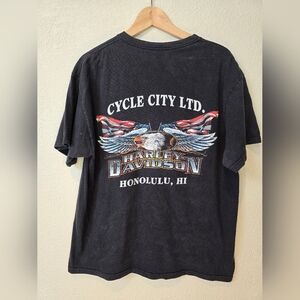 Harley Davidson T Shirt Biker Honolulu HI Hawaii Men’s Large Black Tee S…